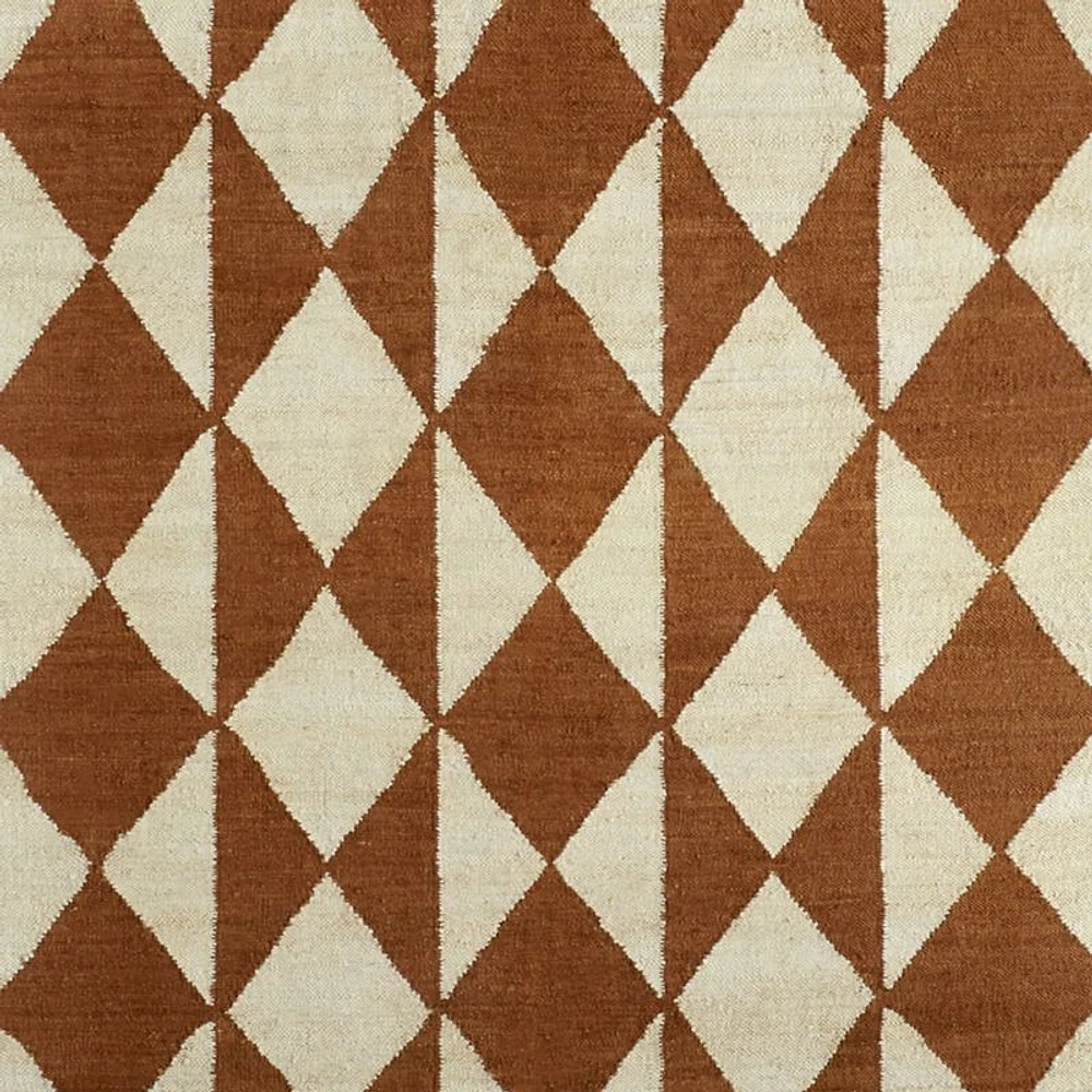 Toulon Jute Diamond Checkered Teracotta Area Rug 9'x12'