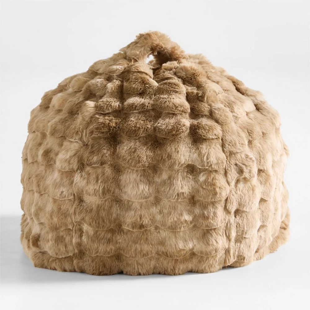 Sesame Brown Textured Faux Fur 30" Lounge Bean Bag Chair Cover