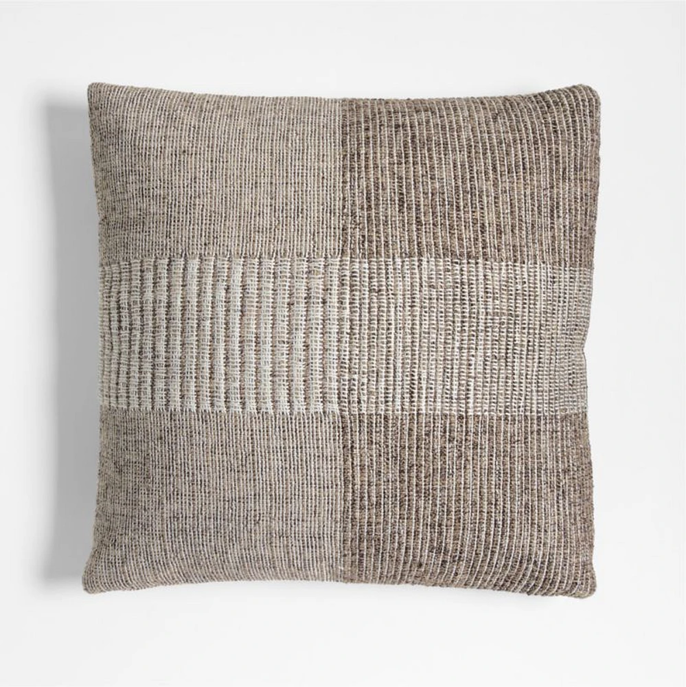 Textured Woven Stripes 20x20 Deep Brown Indoor/Outdoor Throw Pillow