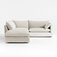 Unwind Modular 4-Piece L-Shaped Slipcovered Sectional Sofa with Ottoman