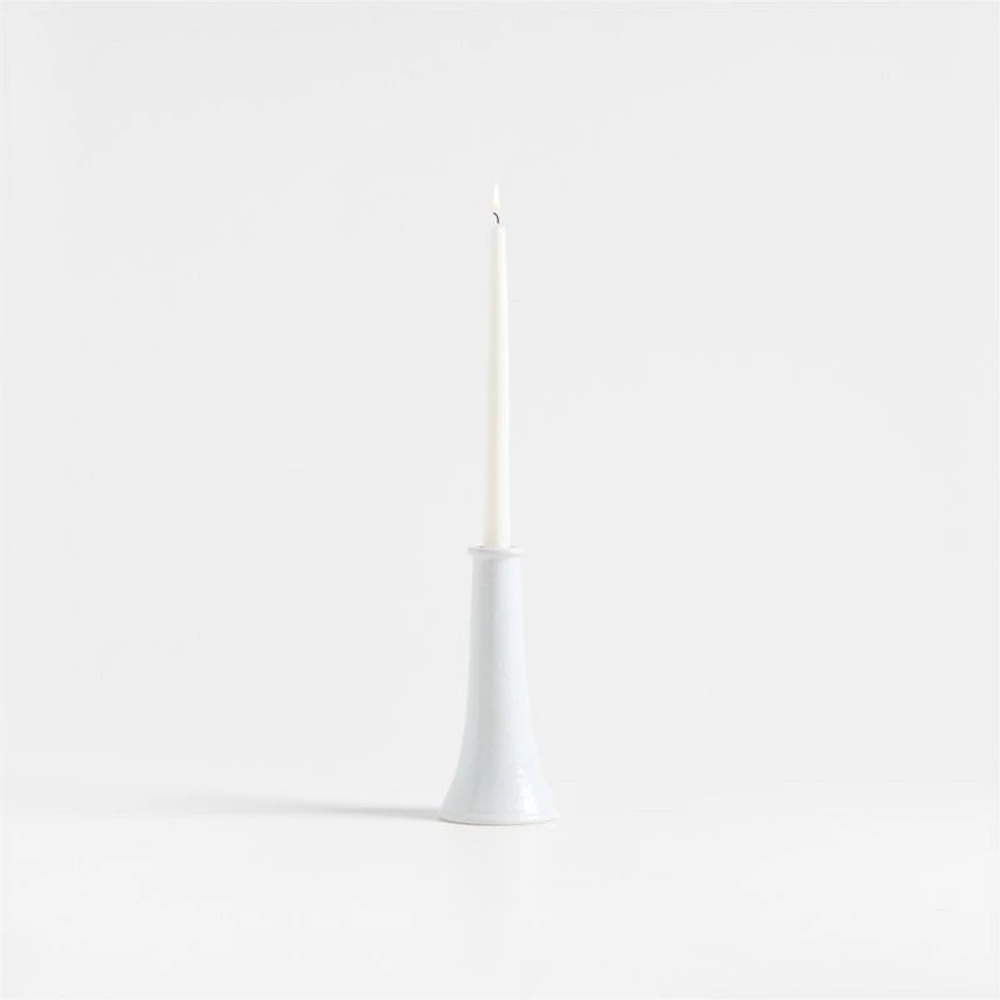 Valla Short White Ceramic Taper Candle Holder 9"