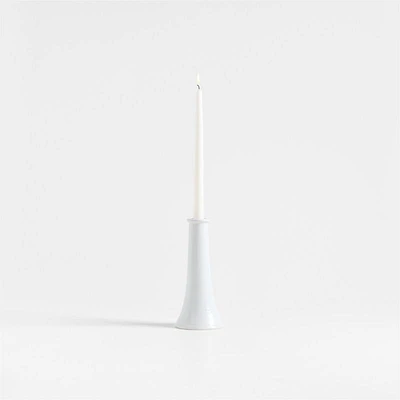 Valla Short White Ceramic Taper Candle Holder 9"