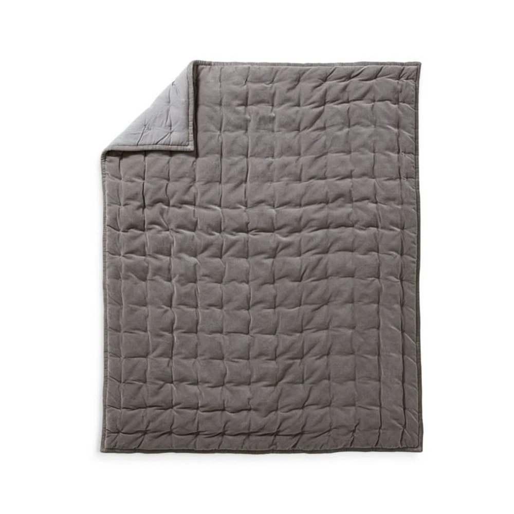 Velvet Dark Grey Baby Crib Quilt