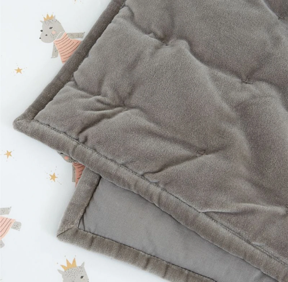 Velvet Dark Grey Baby Crib Quilt