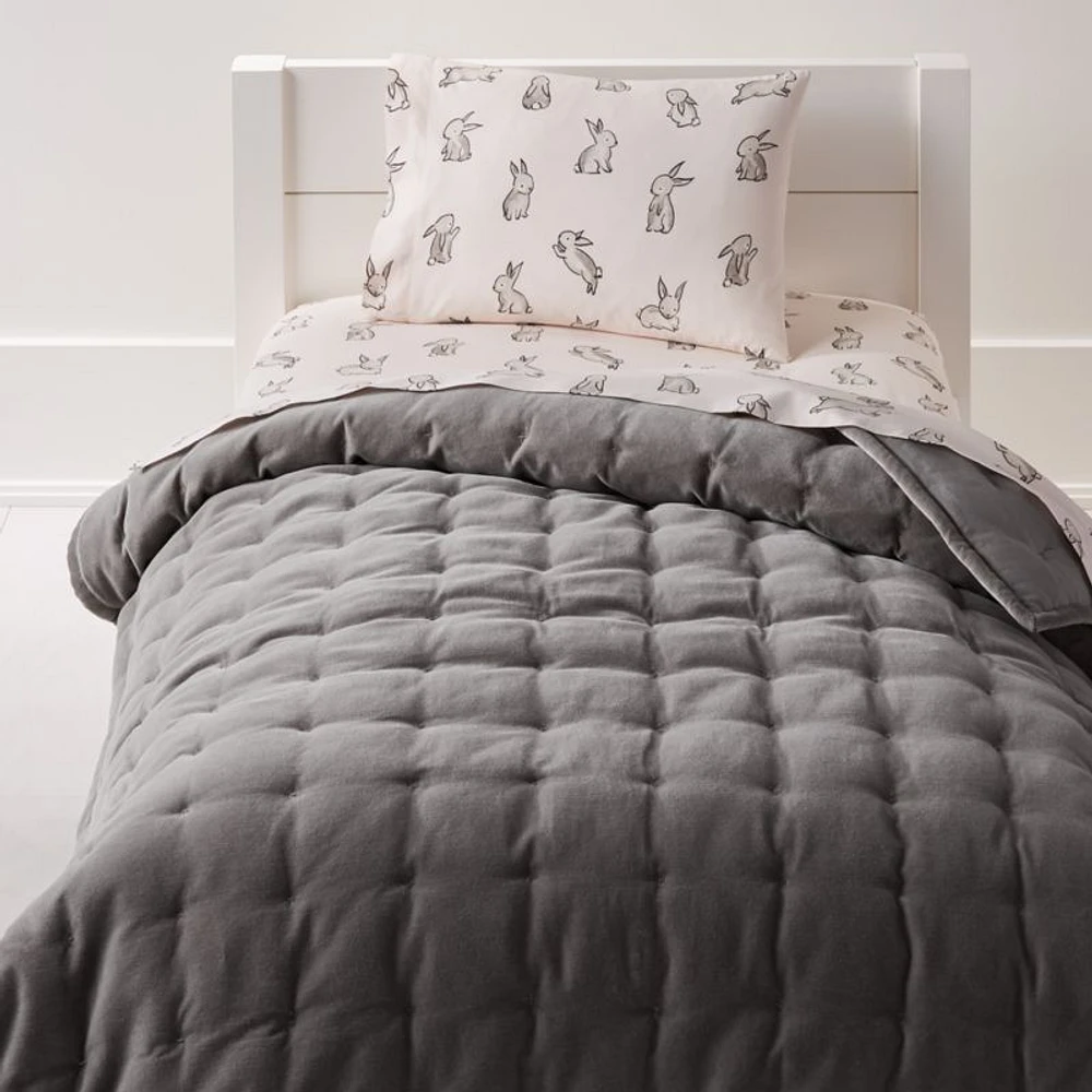 Velvet Dark Grey Baby Crib Quilt