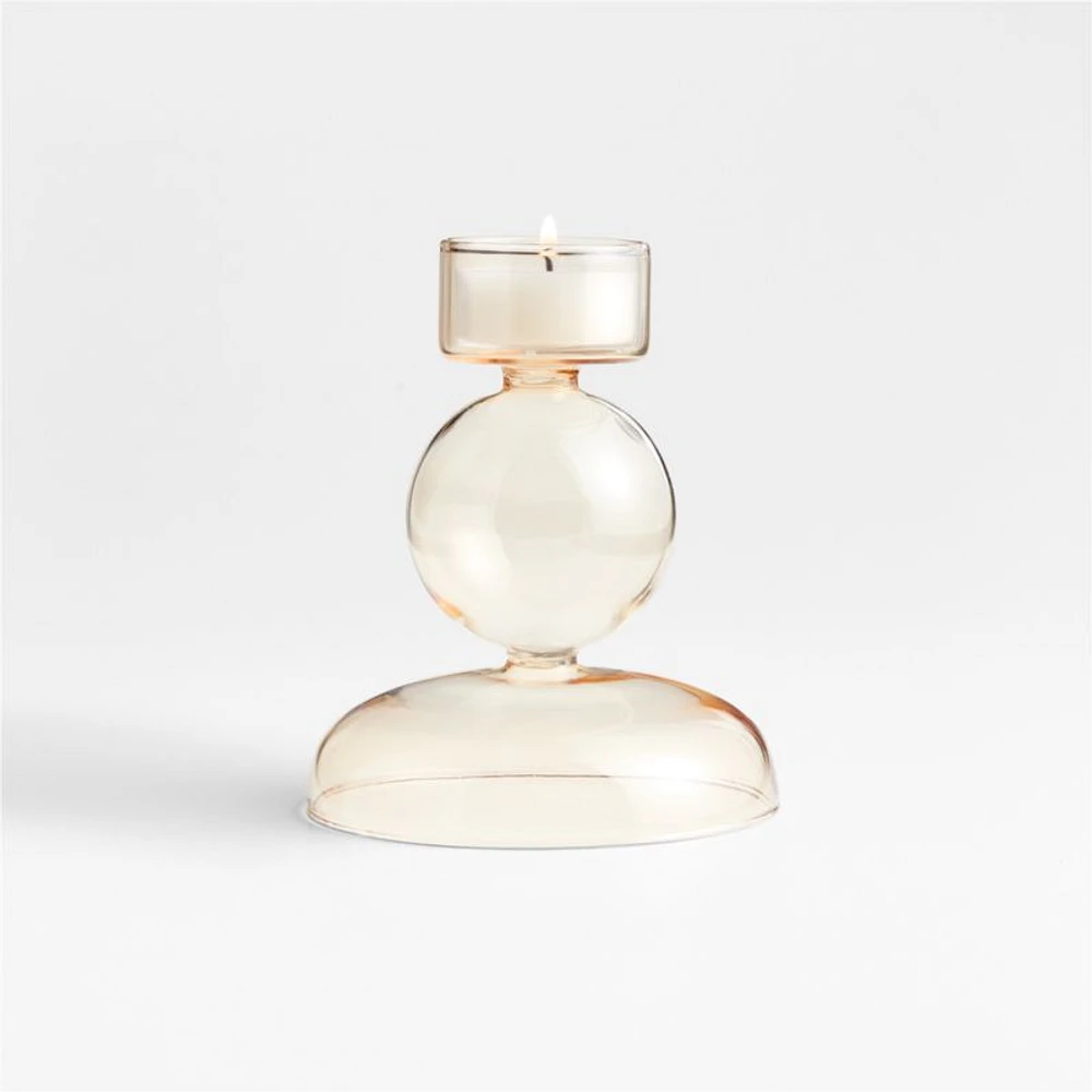Venezia Champagne Yellow Glass Tealight Candle Holder