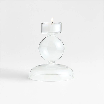 Venezia Small Clear Glass Tealight Candle Holder