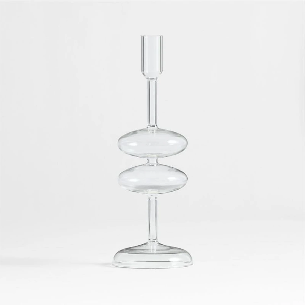 Venezia Medium Clear Glass Taper Candle Holder