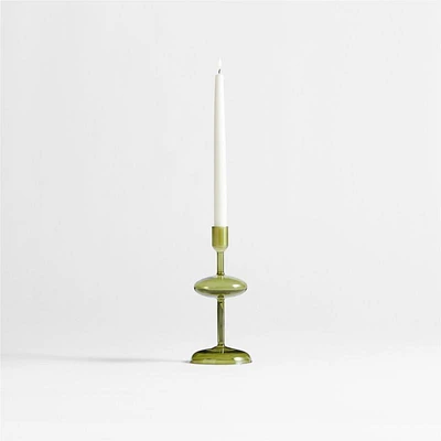 Venezia Small Olive Green Glass Taper Candle Holder