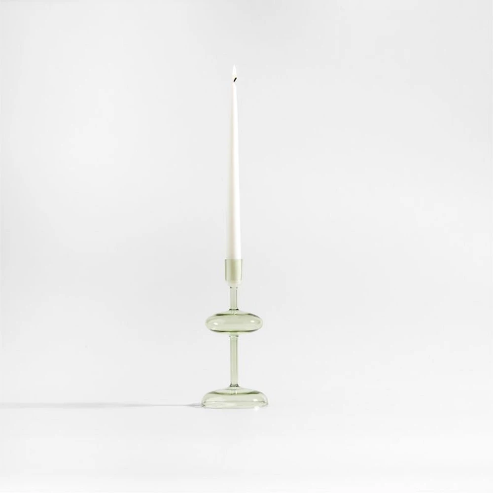 Venezia Smoke Green Glass Taper Candle Holder