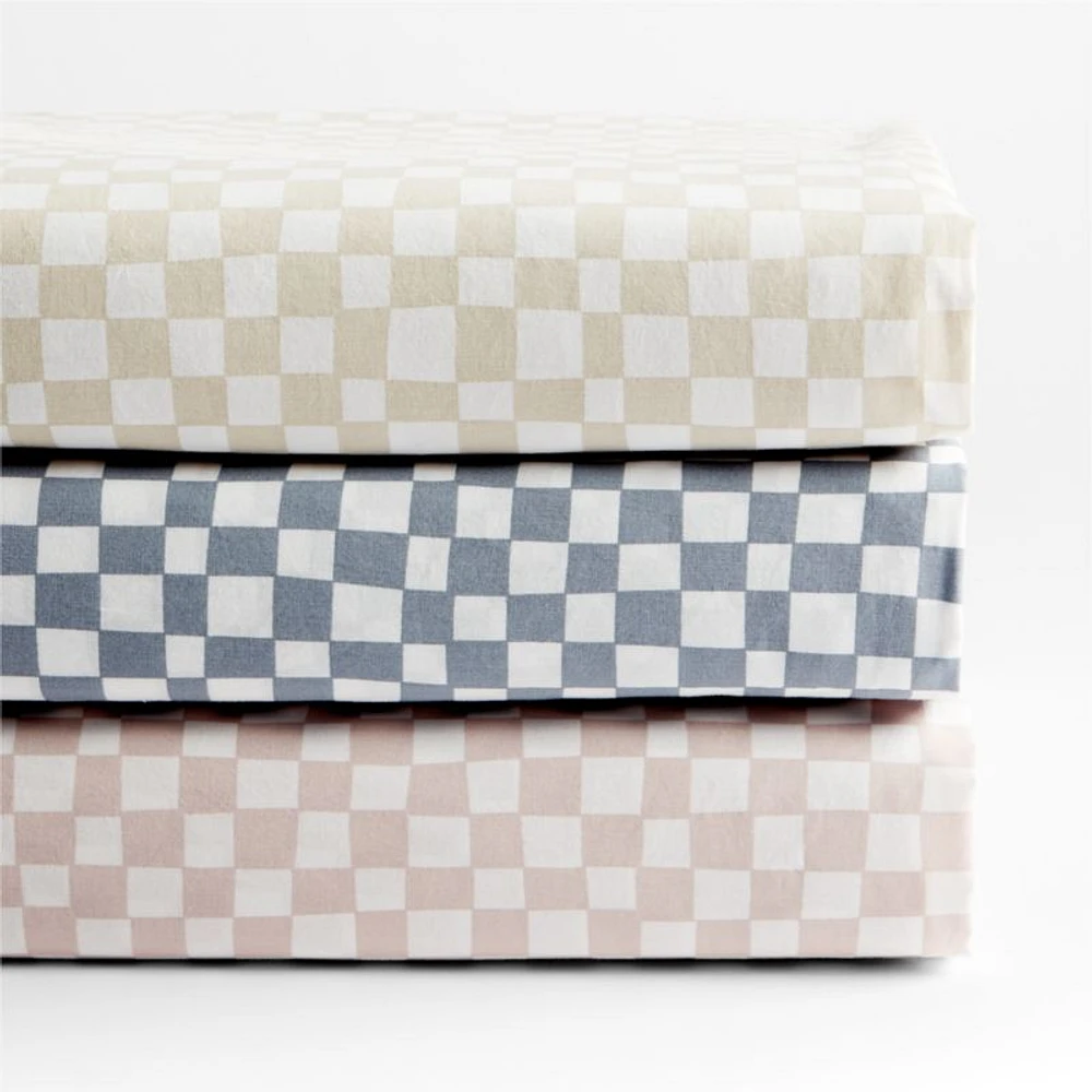 Venice Natural Taupe Organic Cotton Baby Crib Fitted Sheet by Leanne Ford