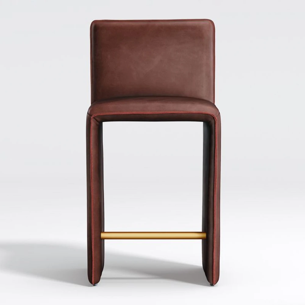 Venn Burgundy Leather Counter Stool