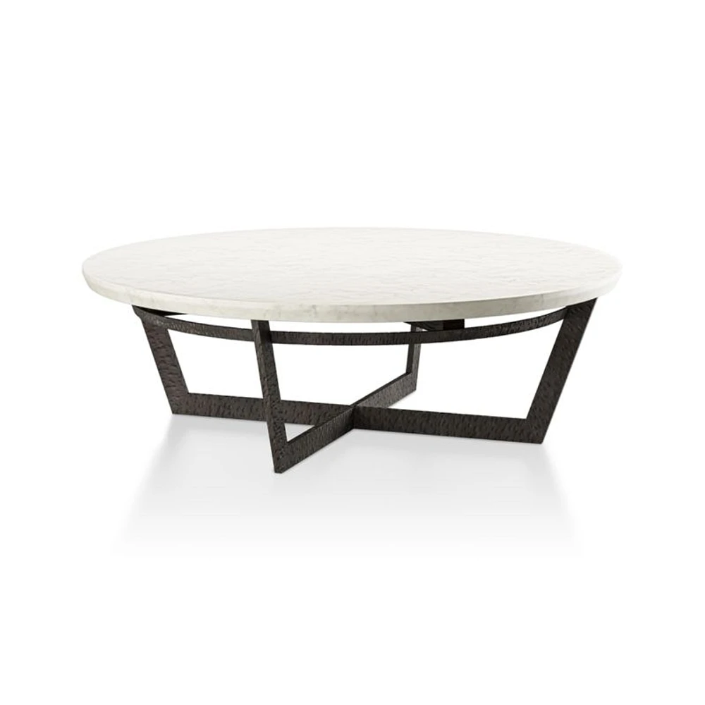 Verdad White Marble and Iron 48" Round Coffee Table