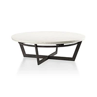 Verdad White Marble and Iron 48" Round Coffee Table