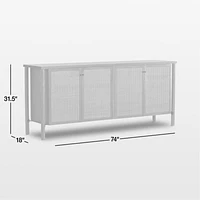 Veta 74" Taupe Cane and Wood Credenza