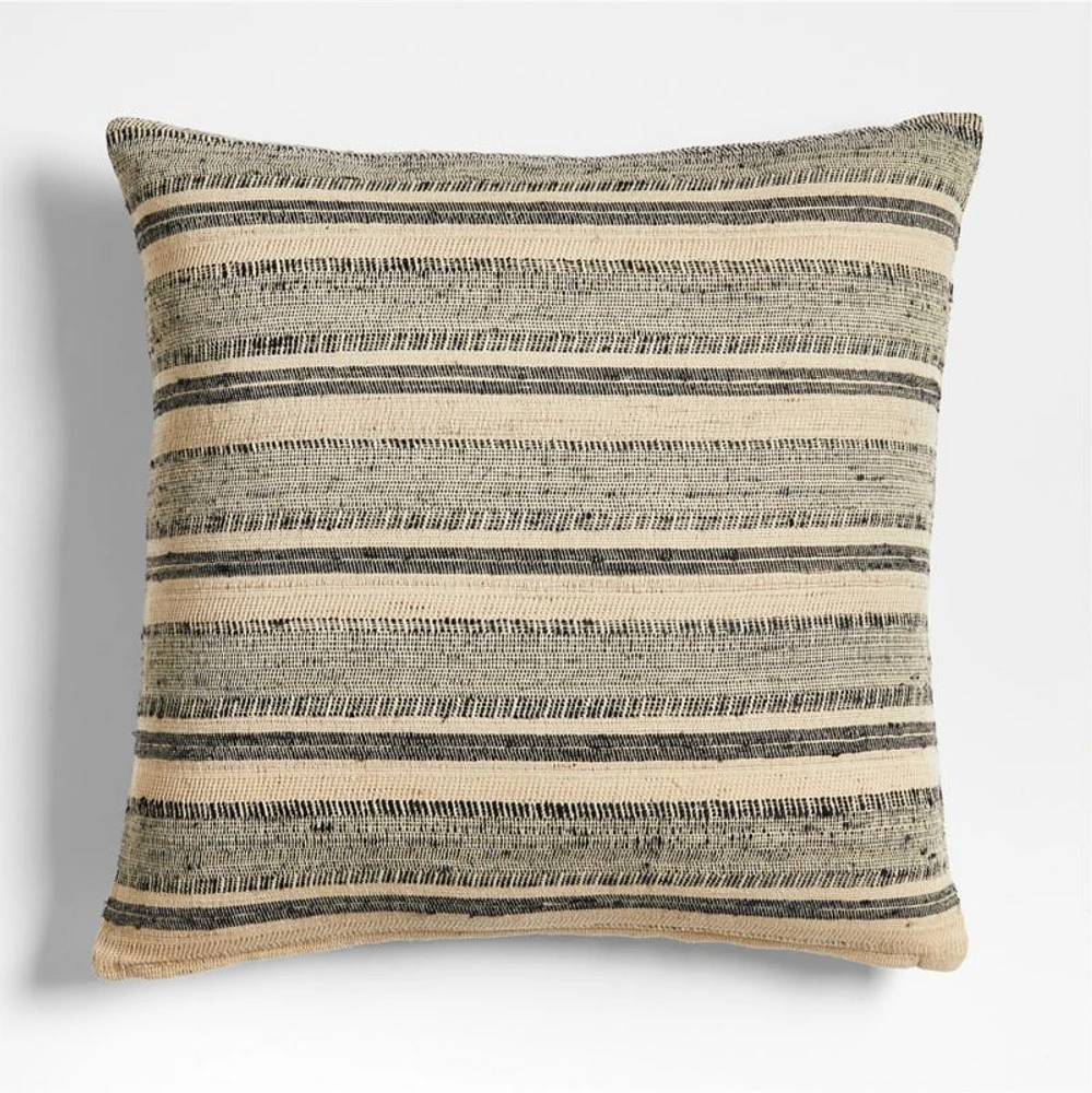 Vittoria Silk Blend Textured 23x23 Ink Black Throw Pillow Cover