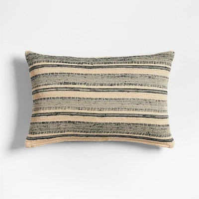 Vittoria Silk Blend Textured 24x16 Ink Black Throw Pillow Cover