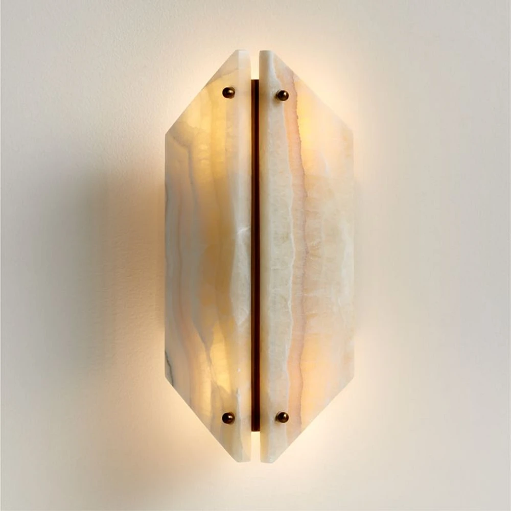 Vivien Onyx Cream Stone Wall Sconce Light Set of 2