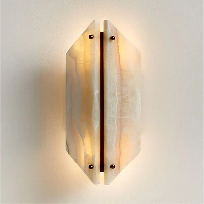 Vivien Onyx Cream Stone Wall Sconce Light Set of 2