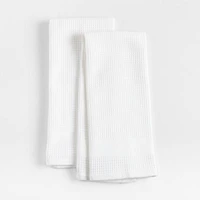 Waffle-Terry White Organic Cotton Kitchen Towels, Set of 2