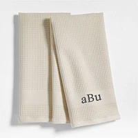 Waffle-Terry Alabaster Beige Organic Cotton Kitchen Towels, Set of 2