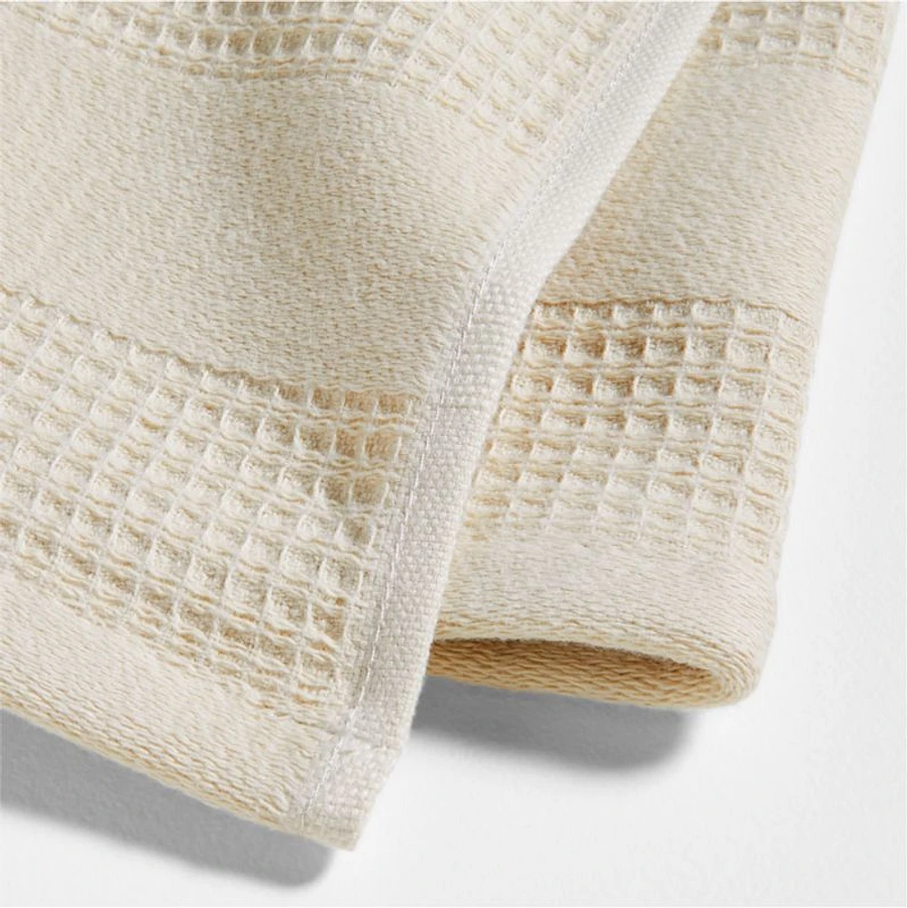 Waffle-Terry Alabaster Beige Organic Cotton Kitchen Towels, Set of 2