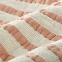 Pink Striped Waffle Weave Organic Cotton Kids Twin Quilt