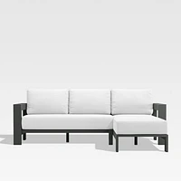 Walker 2-Piece Right-Arm Chaise Metal Outdoor Sectional Sofa with Canvas White Sunbrella ® Cushions