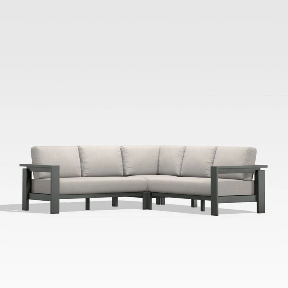 Walker Metal -Piece Outdoor Sectional Sofa with Cast Ash Brown Sunbrella ® Cushions