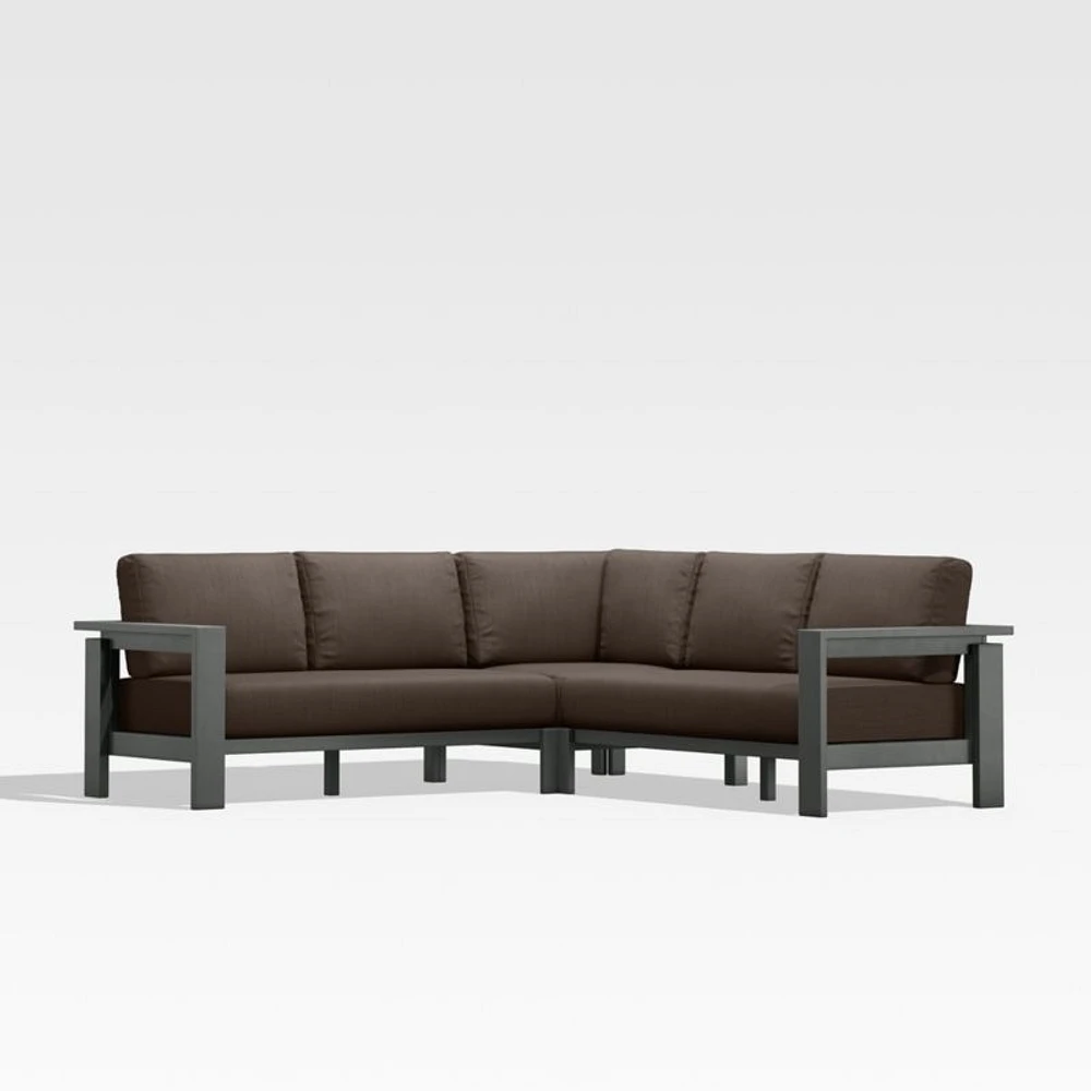 Walker Metal 3-Piece Outdoor Sectional Sofa with Canvas Java Brown Sunbrella ® Cushions