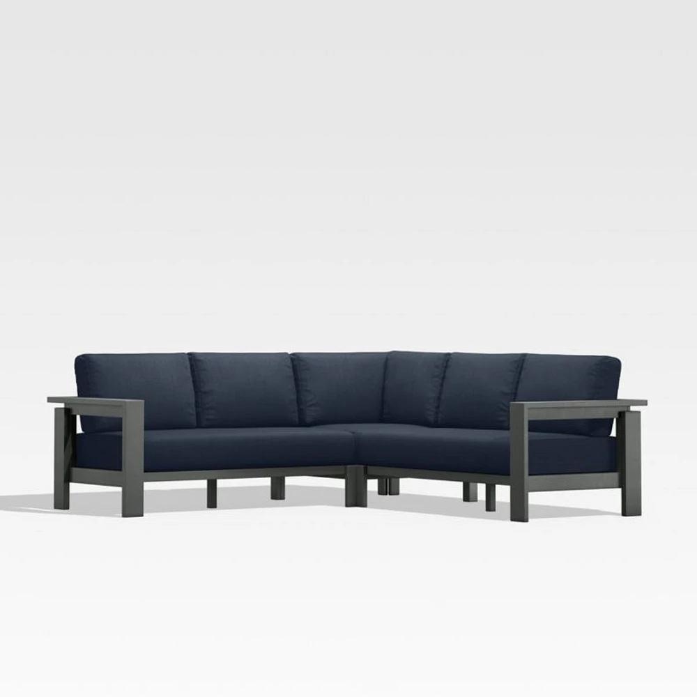 Walker Metal -Piece Outdoor Sectional Sofa with Canvas Navy Blue Sunbrella ® Cushions