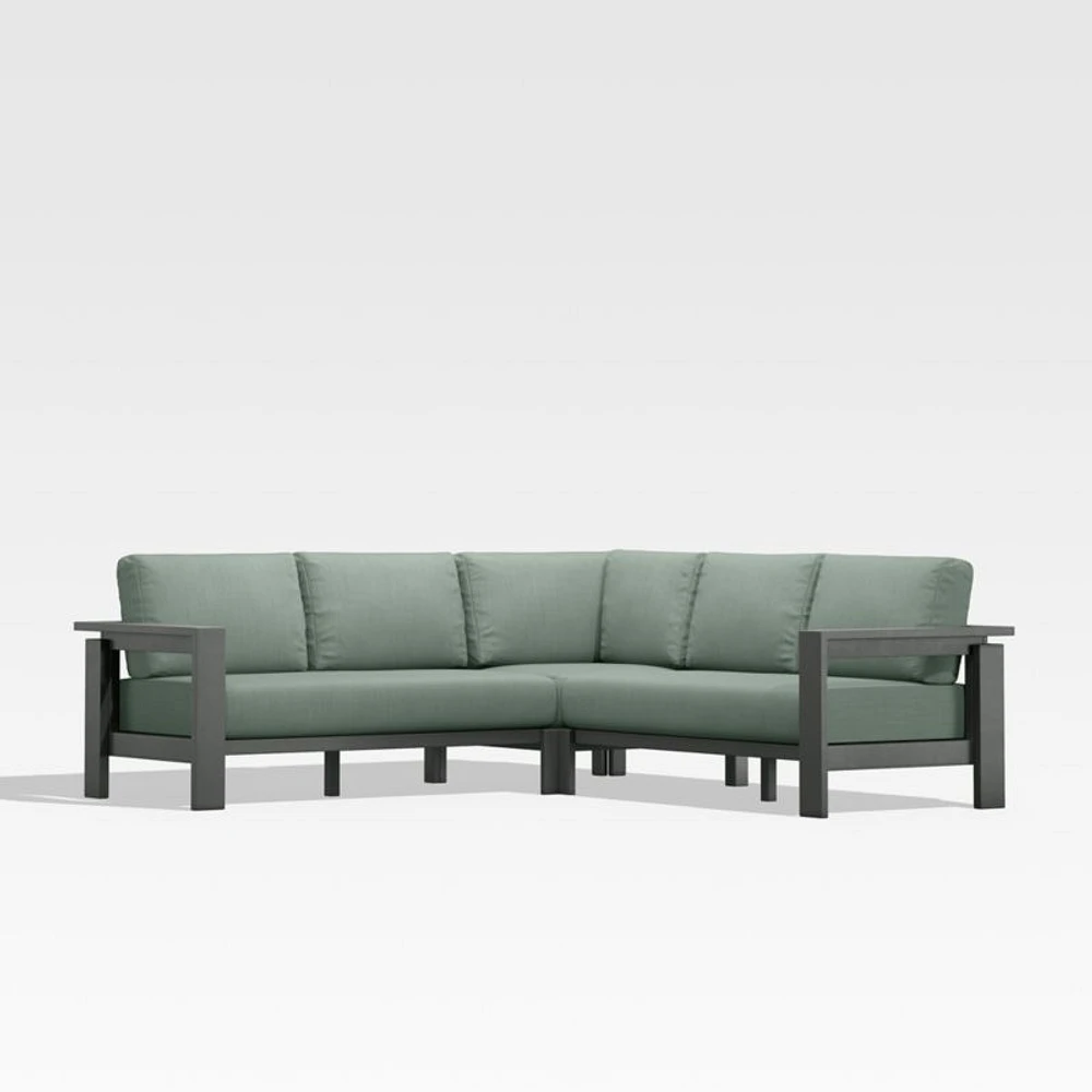 Walker Metal 3-Piece Outdoor Sectional Sofa with Canvas Spa Blue Sunbrella ® Cushions