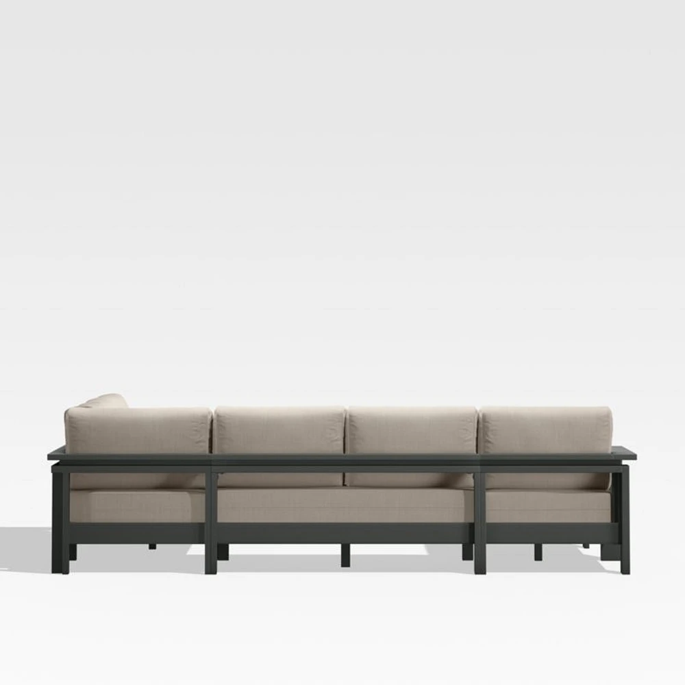 Walker Metal 4-Piece Left Arm Chaise Outdoor Sectional Sofa with Canvas Flax Beige Sunbrella ® Cushions