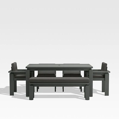 Walker 68" Metal Outdoor Dining Table Set with Cast Charcoal Grey Sunbrella ® Cushions