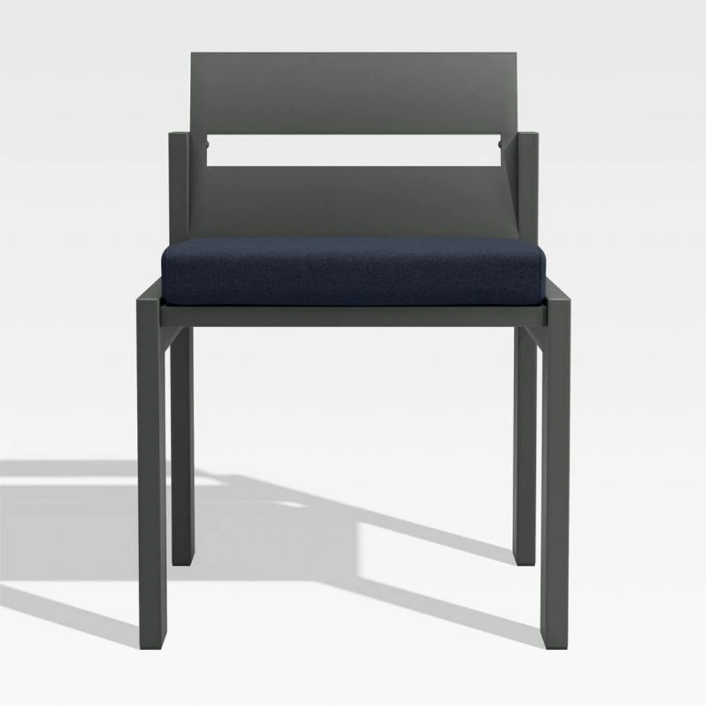 Walker Metal Outdoor Dining Side Chair with Canvas Navy Blue Sunbrella ® Cushions