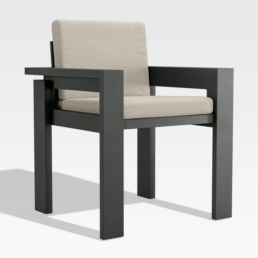 Walker Canvas Flax Beige Sunbrella ® Outdoor Dining Arm Chair Cushion
