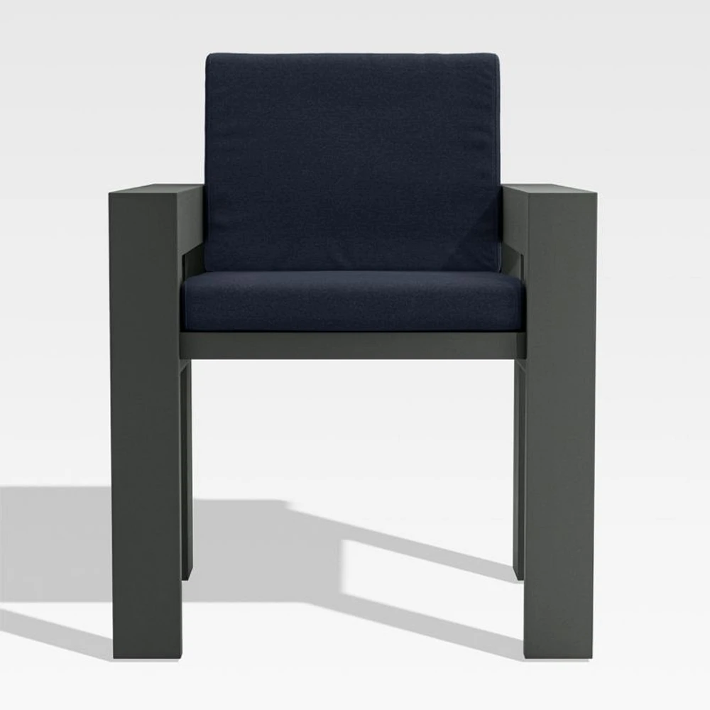 Walker Metal Outdoor Dining Armchair with Canvas Navy Blue Sunbrella ® Cushions
