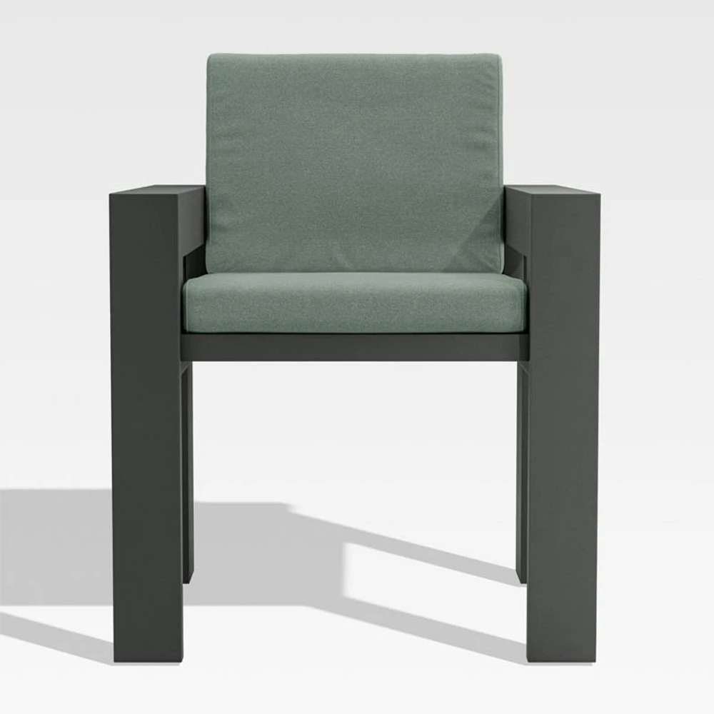 Walker Metal Outdoor Dining Armchair with Canvas Spa Blue Sunbrella ® Cushions