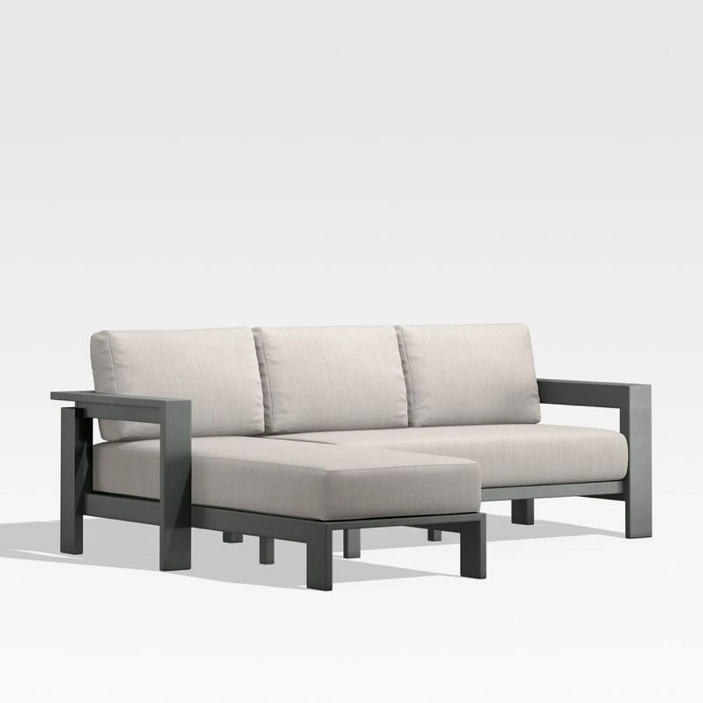 Walker 2-Piece Left Arm Chaise Metal Outdoor Sectional with Cast Ash Brown Sunbrella ® Cushions