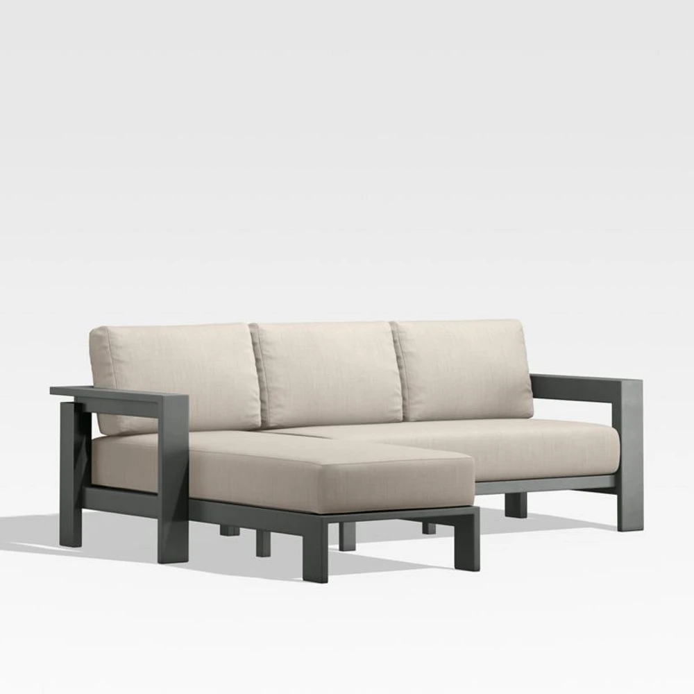 Walker 2-Piece Left Arm Chaise Metal Outdoor Sectional with Canvas Flax Beige Sunbrella ® Cushions