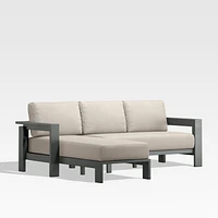 Walker 2-Piece Left Arm Chaise Metal Outdoor Sectional with Canvas Flax Beige Sunbrella ® Cushions