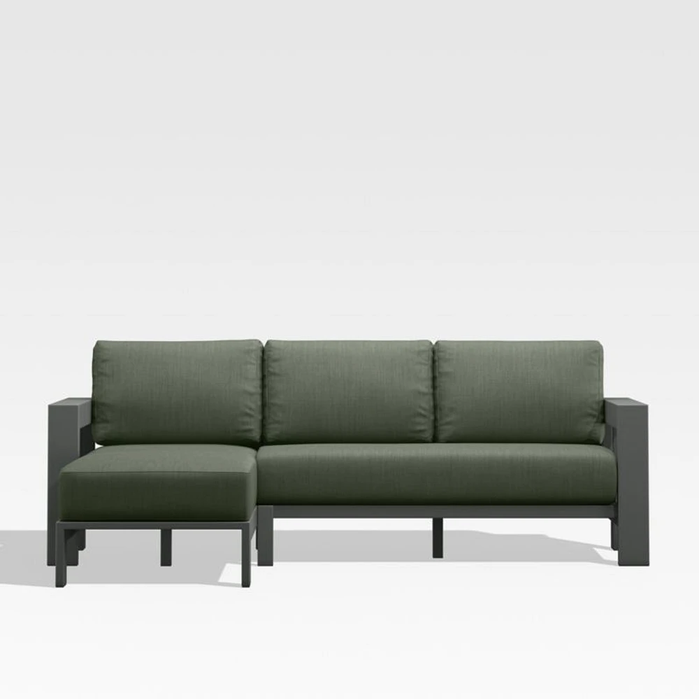 Walker 2-Piece Left Arm Chaise Metal Outdoor Sectional with Cast Sage Green Sunbrella ® Cushions