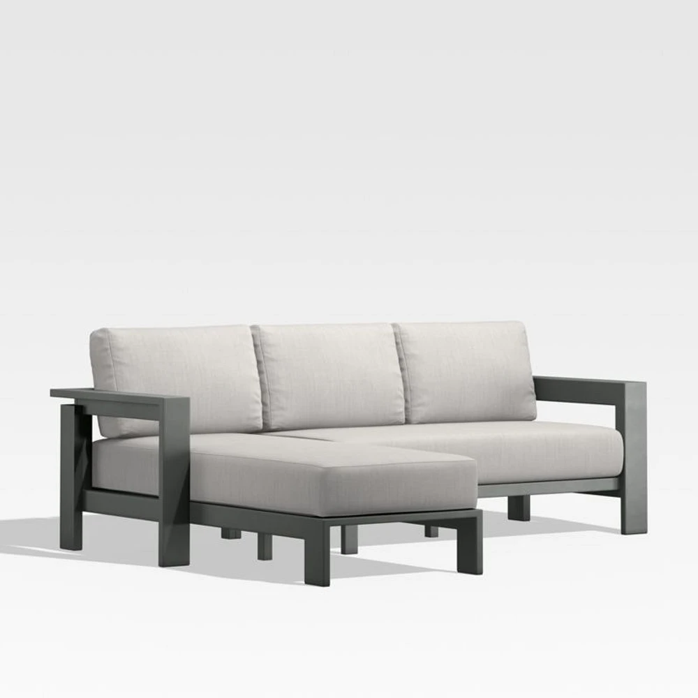 Walker 2-Piece Left Arm Chaise Metal Outdoor Sectional with Cast Silver Sunbrella ® Cushions