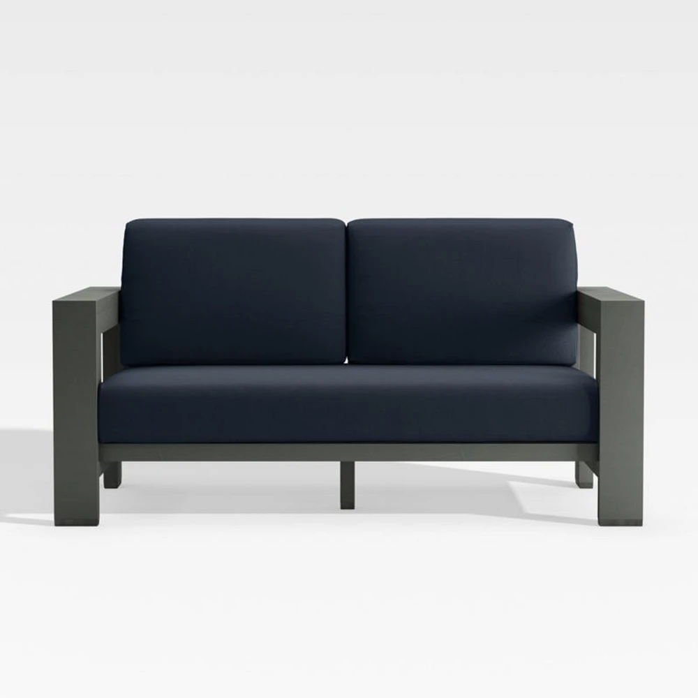 Walker 63" Metal Outdoor Loveseat with Canvas Navy Blue Sunbrella ® Cushionsh