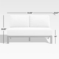 Walker Metal Outdoor Armless Loveseat with Canvas White Cushions