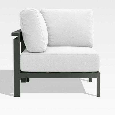 Walker Metal Outdoor Corner Chair with Canvas White Cushions