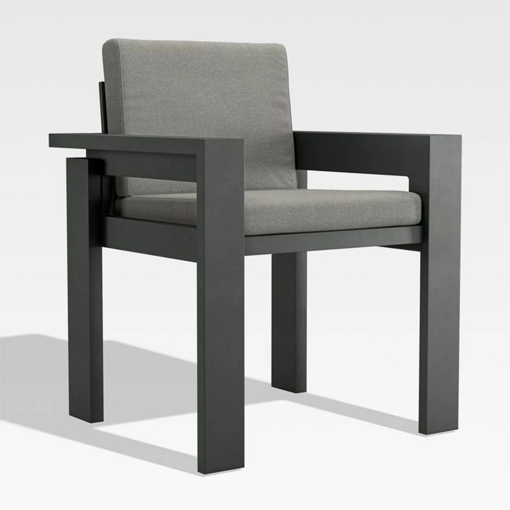 Walker Canvas Charcoal Sunbrella® Outdoor Dining Arm Chair Cushions