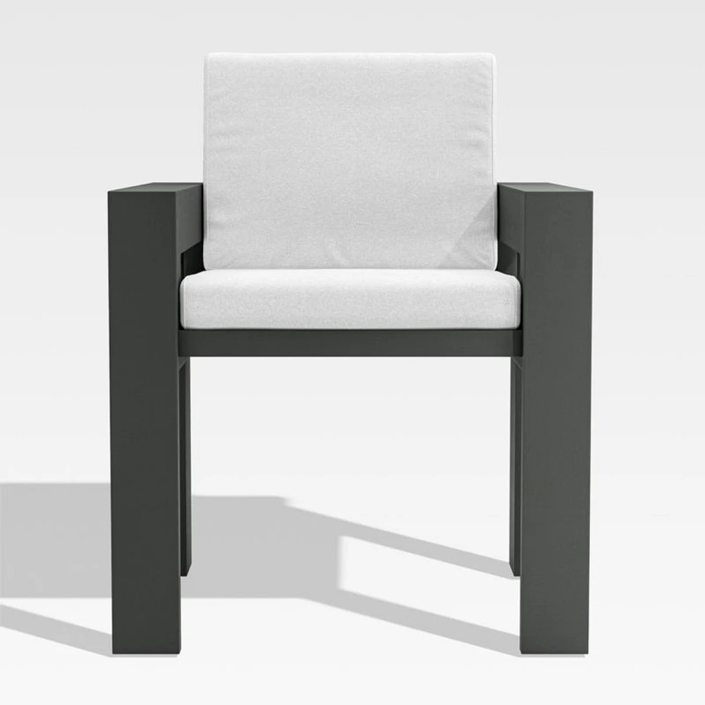 Walker Metal Outdoor Dining Armchair with Canvas White Sunbrella ® Cushions