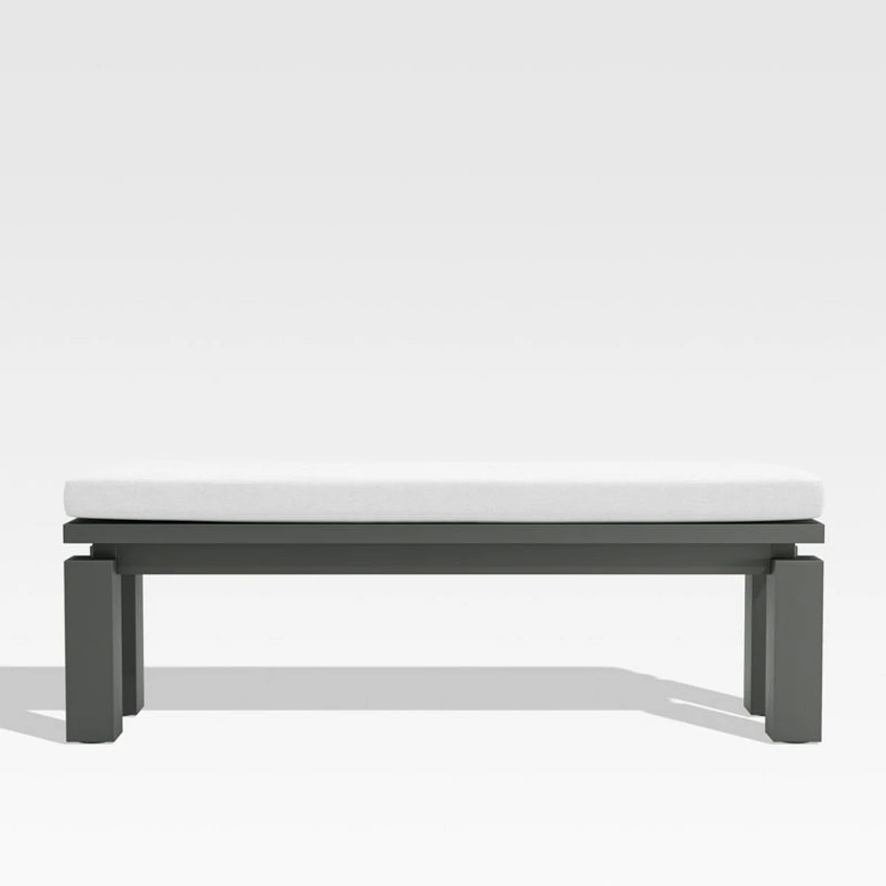 Walker Metal Outdoor Dining Bench with Canvas White Sunbrella ® Cushions