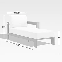 Walker Right Arm Metal Outdoor Chaise with Canvas White Cushions